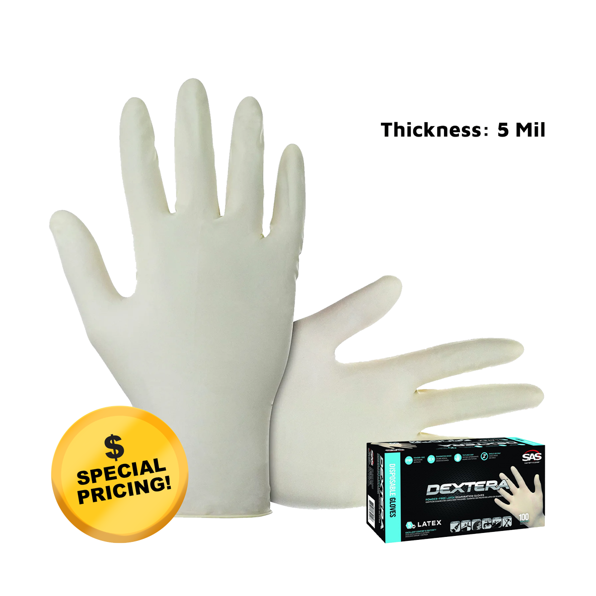 Gloves Surplus | SAS Safety | Dextera Latex Medical Exam Gloves